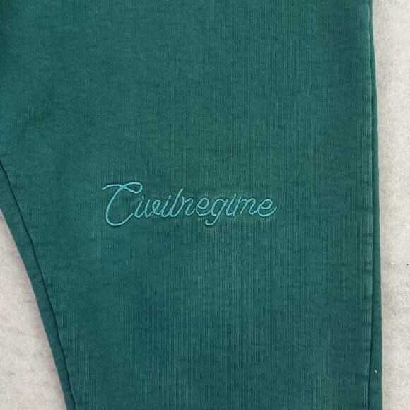 Civil Regime Redeemed Sweatpants Mens M Teal Green Cotton Embroidered Joggers - Picture 10 of 14